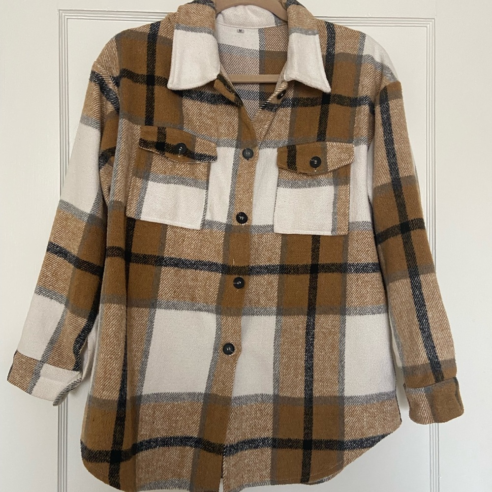 Plaid Button-Up Shirt Jacket